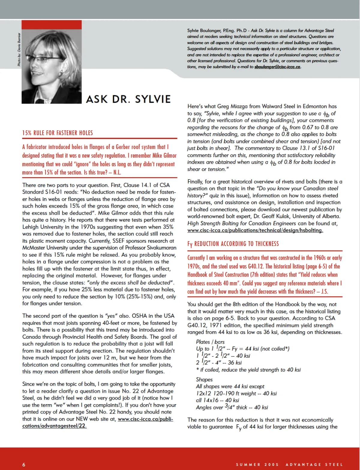 Ask Dr. Sylvie magazine column