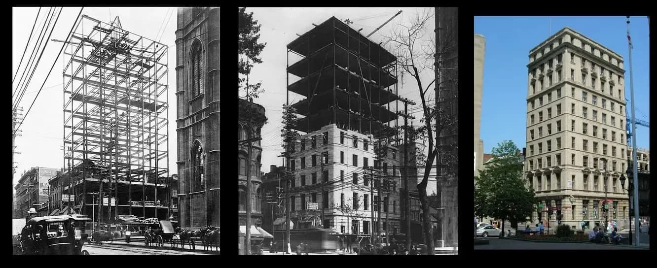 Historic photo of L’Édifice Duluth under construction