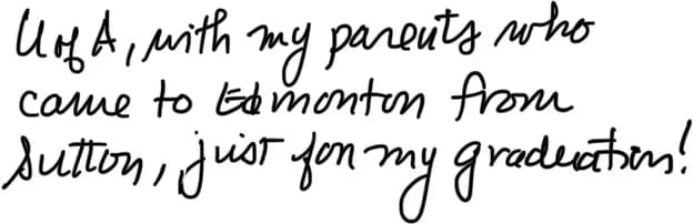 Handwritten caption for U of A